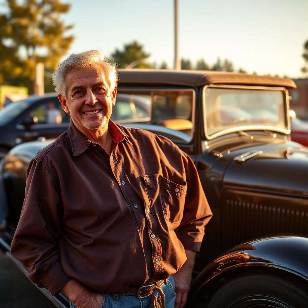 Customer Eddie next to his restored 1932 Ford Model B