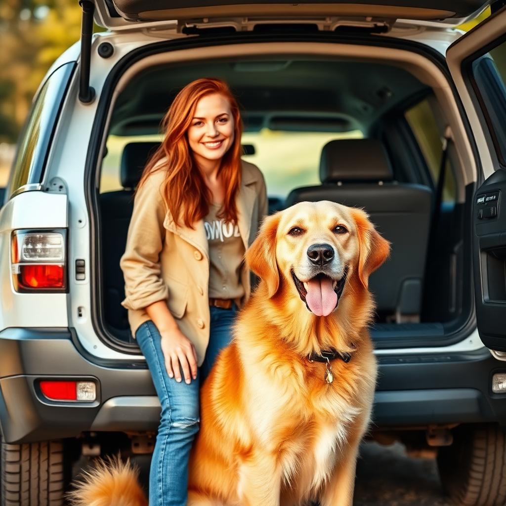 Customer Jen with a clean SUV and her dog