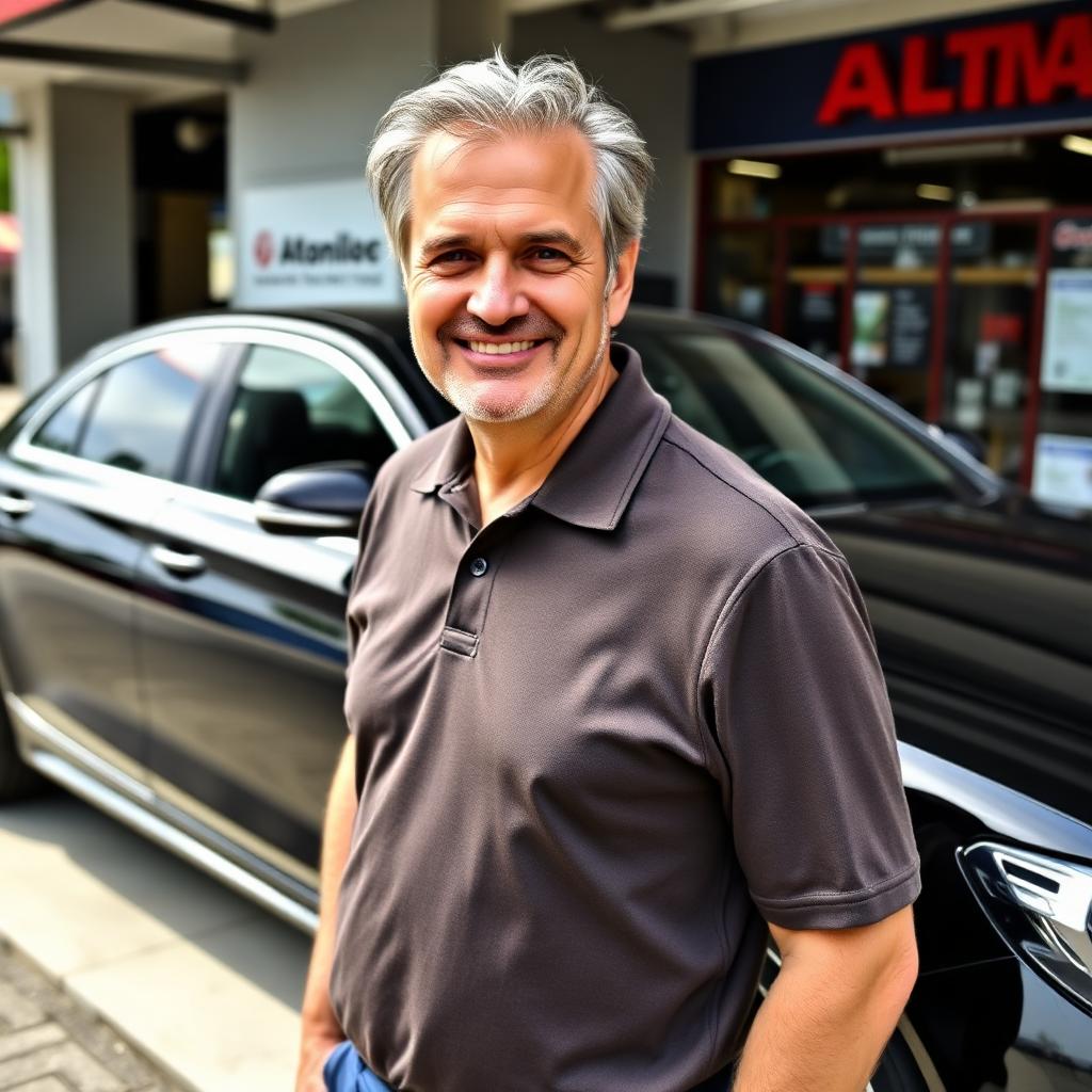 Customer Scott next to a glossy black detailed vehicle